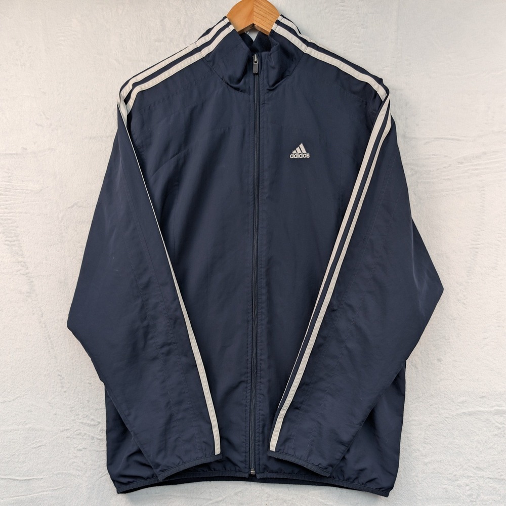 VTG Adidas Jacket Men's Small Navy Blue Mesh Clima365 Windbreaker Sportswear Y2K